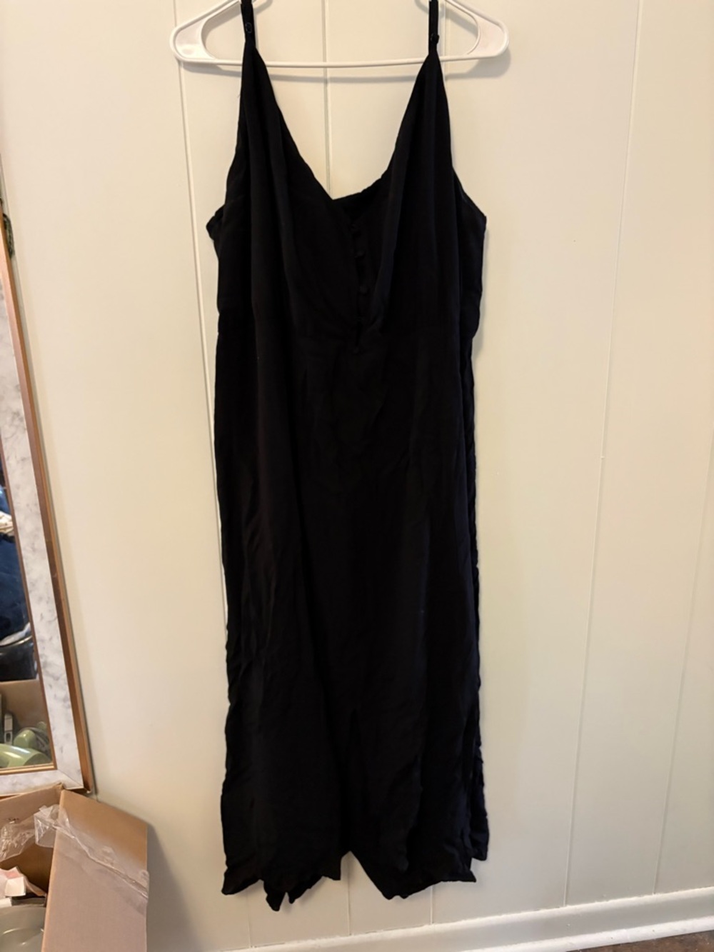 ASOS Black Slip Maxi Dress with V-Neck and Spaghetti Straps